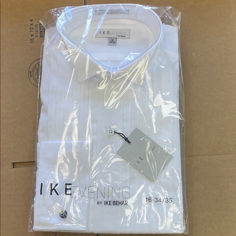 Ike Behar White Pleated WingTuxedo Shirt - Men's Formal Shirt